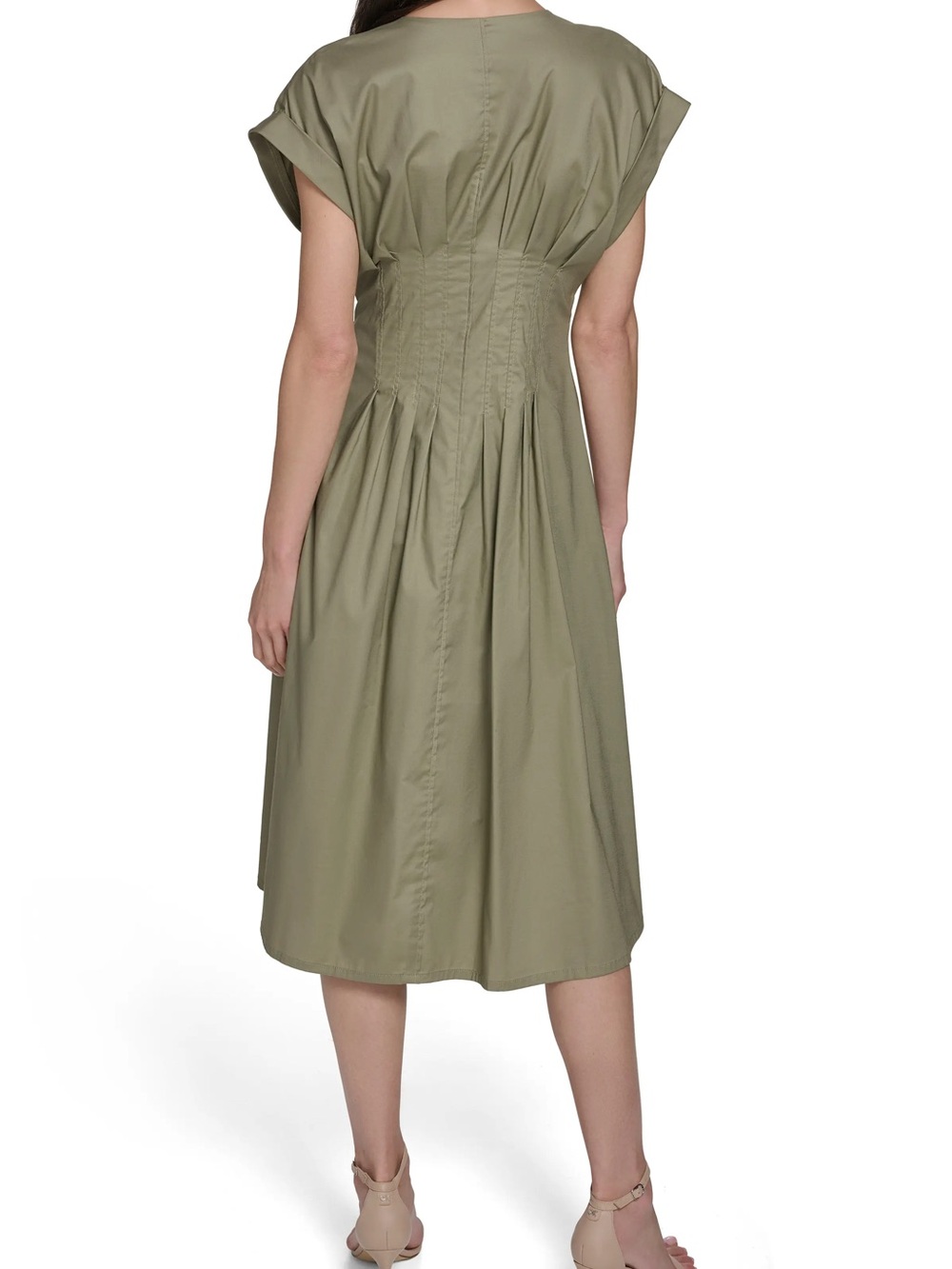 Calvin Klein Women's Pintuck Fit and Flare Shirtdress - Picture 3 of 4